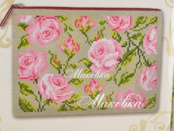 Заготовка для косметички Розовые розы, КО-09 ВДВ, 25х20 см Заготовка для косметички Розовые розы, КО-09 ВДВ, 25х20 см