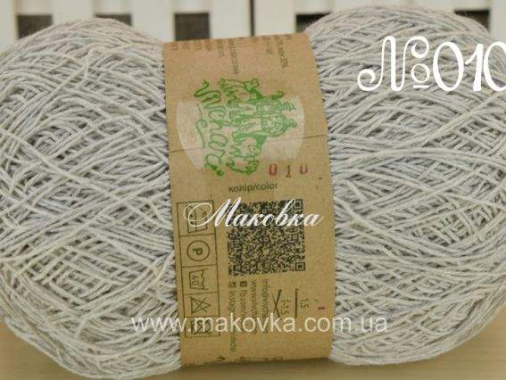 Етно-Коттон 1200 Вівчарі пряжа 010 светло-серый