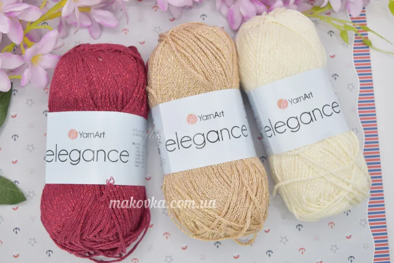 Пряжа Элеганс ЯрнАрт с люрексом Elegance Yarn Art | Маковка