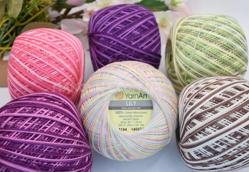 Пряжа Yarn Art Lily Лили меланж Ярн Арт нитки для вязания (хлопок