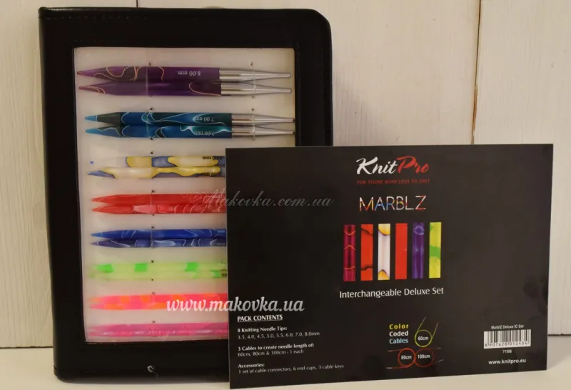 Набірр знімних спиць MARBLZ Deluxe №№ 3,5-8мм KnitPro 71506 | Маковка