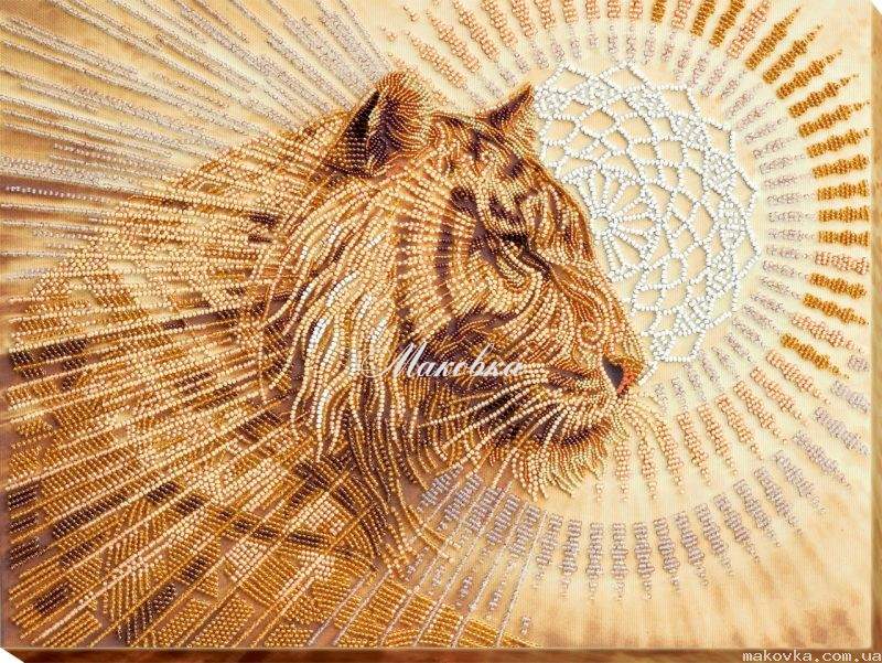 Схема для вышивки бисером POINT ART Цветной тигр, размер 35х31 см, арт. 