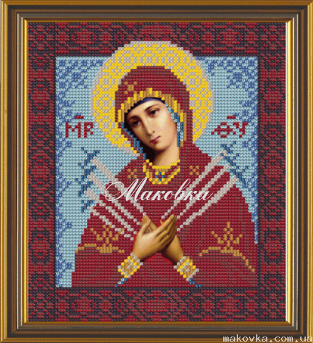 ЖС-3010 Богородица Семистрельная в жемчуге, набор для вышивки бисером иконы