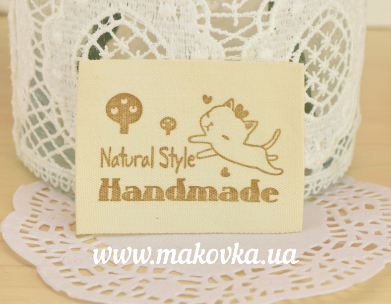 Нашивка Handmade КОТИК 40х53мм, natur.style  1 шт