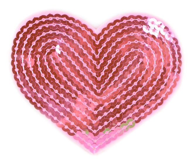 Сердце с пайетками, 85х75 мм, розовая, 1 шт