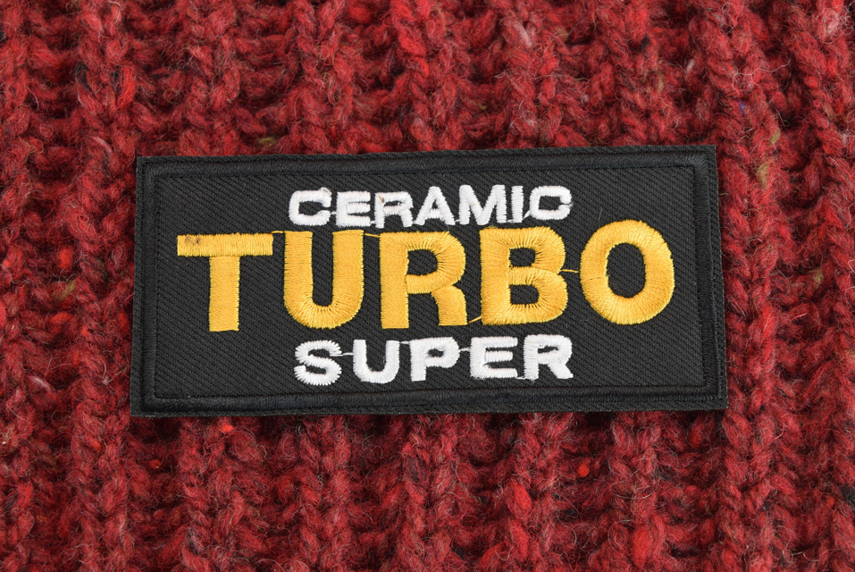 Термоаппликация Нашивка черная прямоугольная с надписью ceramic TURBO super, 1шт
