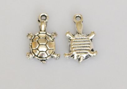 Подвеска черепаха №1, античное серебро, 1 шт