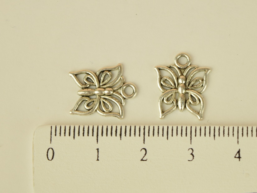 Пдвеска Бабочка №08 маленькая, античное серебро, 1 шт