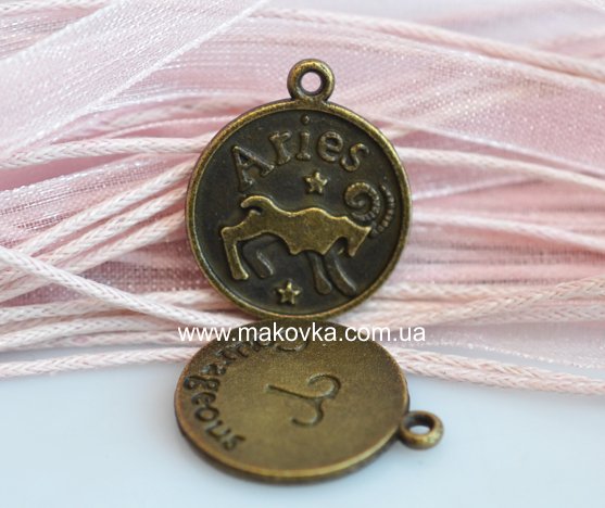 Подвеска монета Знак Зодиака Козерог 20х17 мм, античная бронза, 1 шт
