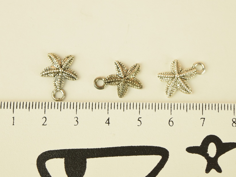 Подвеска Морская звездочка №2 маленькая, 12x19 античное серебро, 1 шт