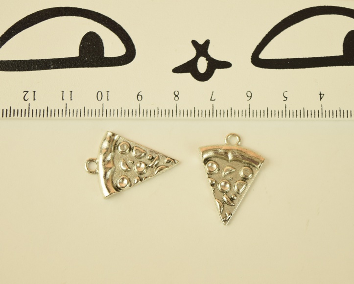 Подвеска Пицца (кусочек), античное серебро , 1 шт