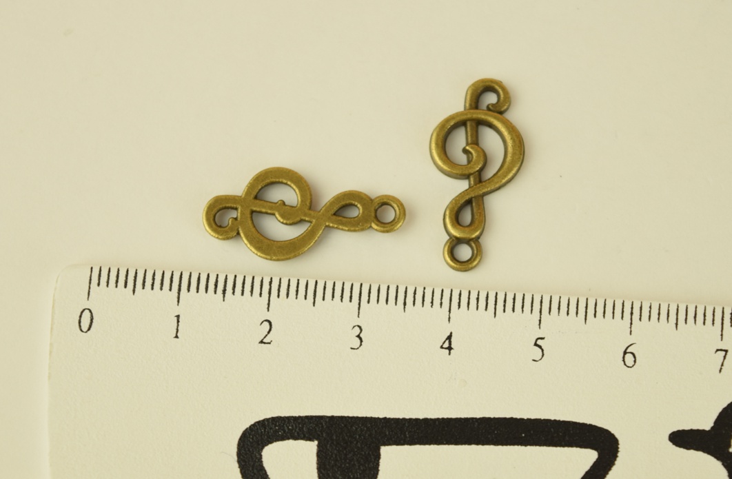 Подвеска Скрипичный ключ №1, античная бронза, 1 шт