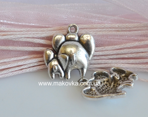 Подвеска Два слона (я и мама), античное серебро, 1 шт