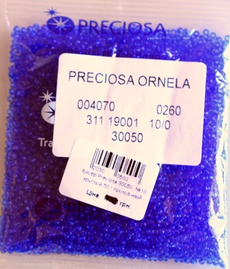 Чешский бисер Preciosa №10/0, круглый, цвет 30050 синька