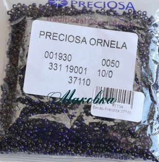 Чешский бисер Preciosa №10/0, круглый, цвет 37110 черно-синий