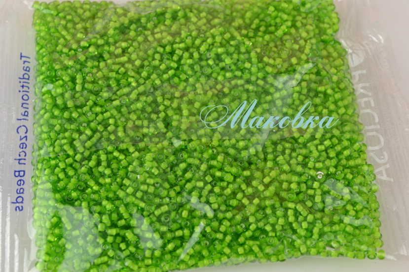 Чешский бисер Preciosa №10/0, круглый, цвет 55436 ярко-зеленый