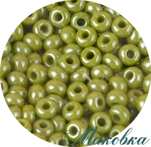 Чешский бисер Preciosa №10/0, круглый, цвет 58430 зеленый
