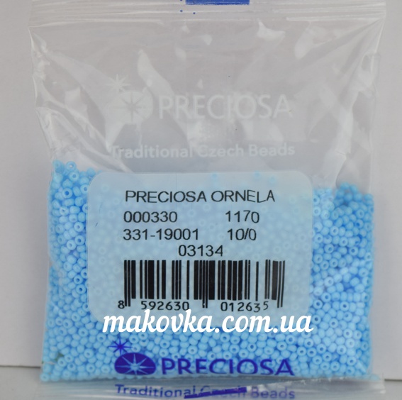 Чешский бісер Preciosa №10/0, круглый, цвет 03134 голубой, 50 г