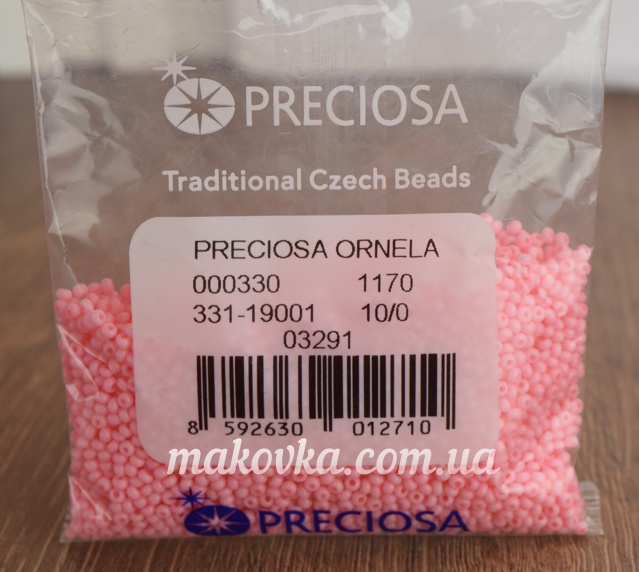 Чешский бісер Preciosa №10/0, круглый, цвет 03291 розовый, 50 г