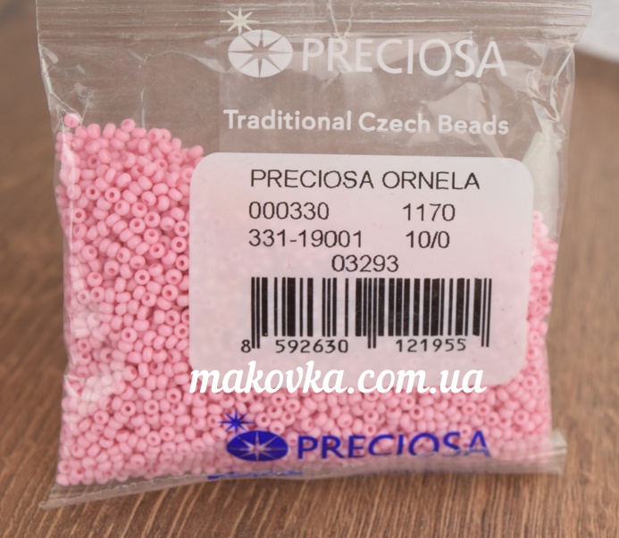 Чешский бісер Preciosa №10/0, круглый, цвет 03293 розовый, 50 г