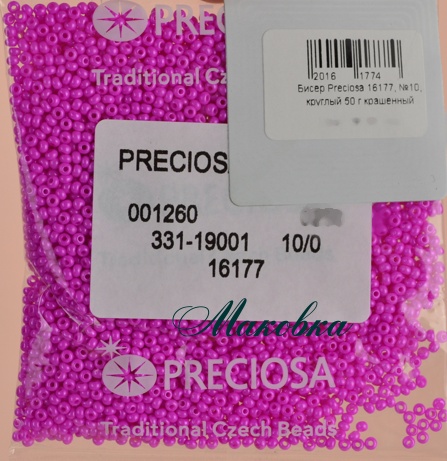 Чешский бисер Preciosa №10/0, круглый, цвет 16177 темно- розовый