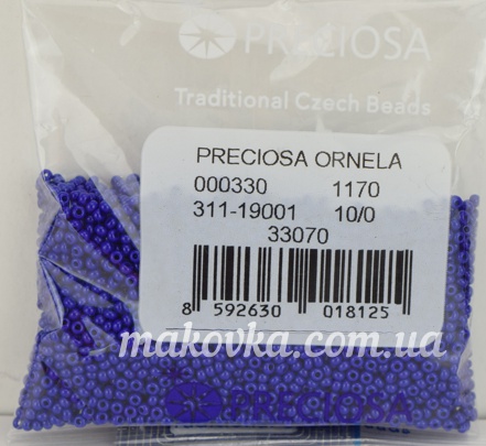 Чешский бісер Preciosa №10/0, круглый, цвет 33070 синий