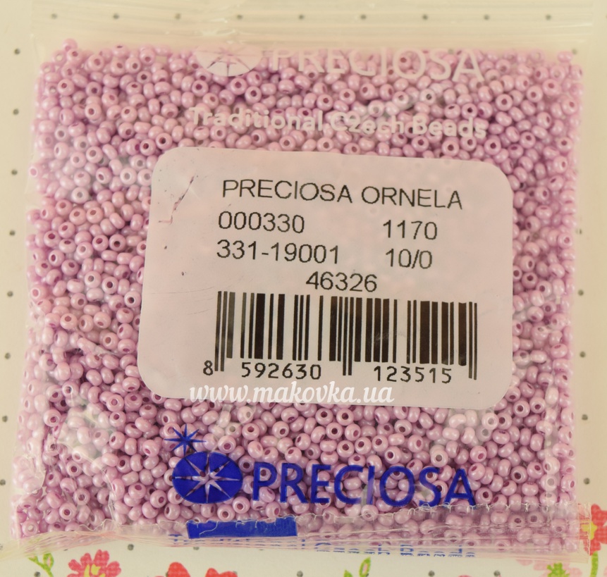 Чешский бісер Preciosa №10/0, круглый, цвет 46326 розово-сиреневый, 50 г