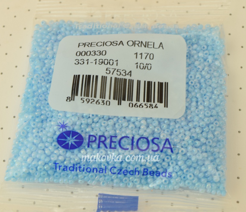Чешский бісер Preciosa №10/0, круглый, цвет 57534 голубой радужный 50 г