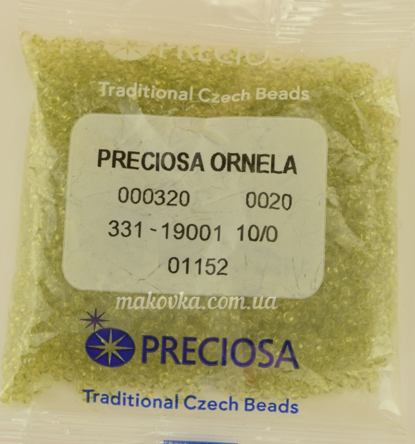 Чешский бисер Preciosa №10/0, круглый, цвет 01152 св.зеленый 50 г