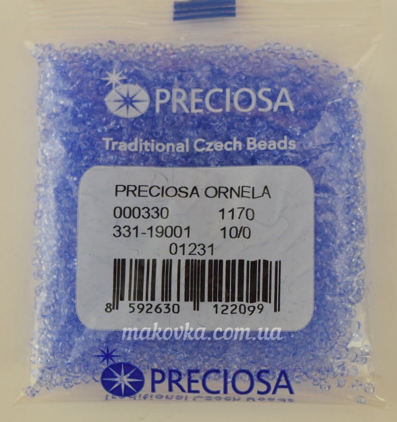 Чешский бісер Preciosa №10/0, круглый, цвет 01231 голубой , 50 г