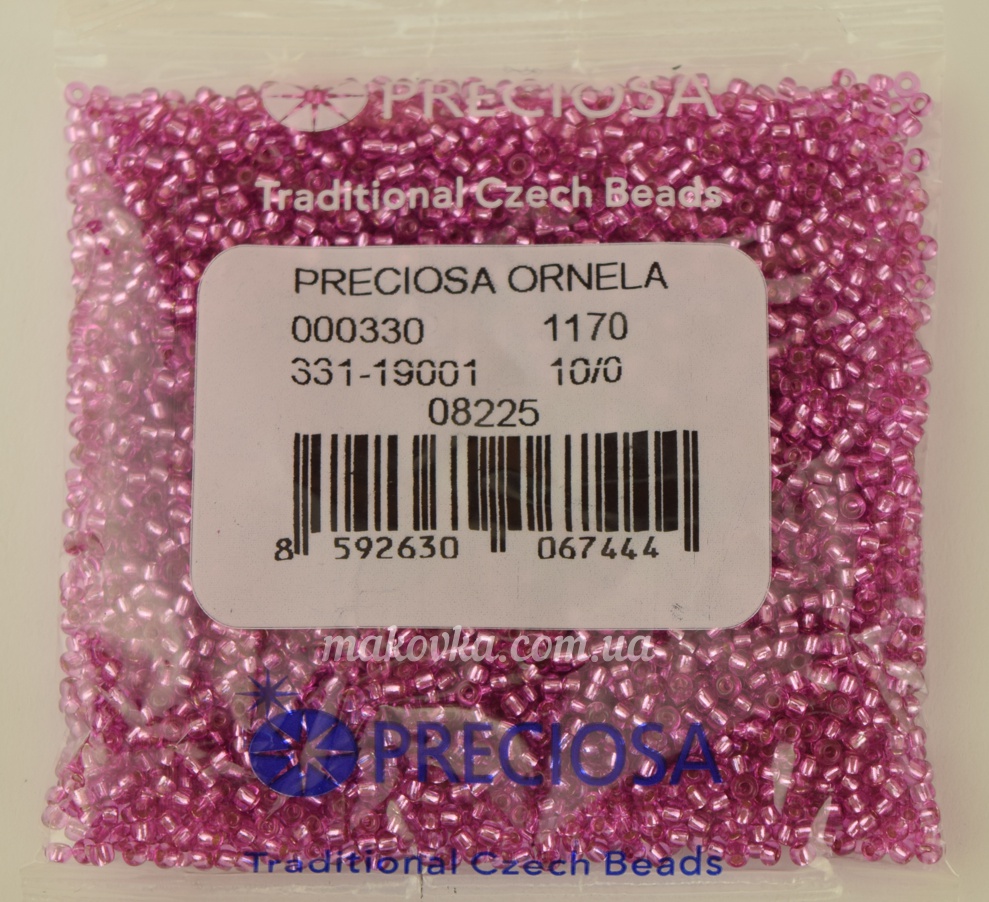 Чешский бісер Preciosa №10/0, круглый, цвет 08225 тем.розовый 50г