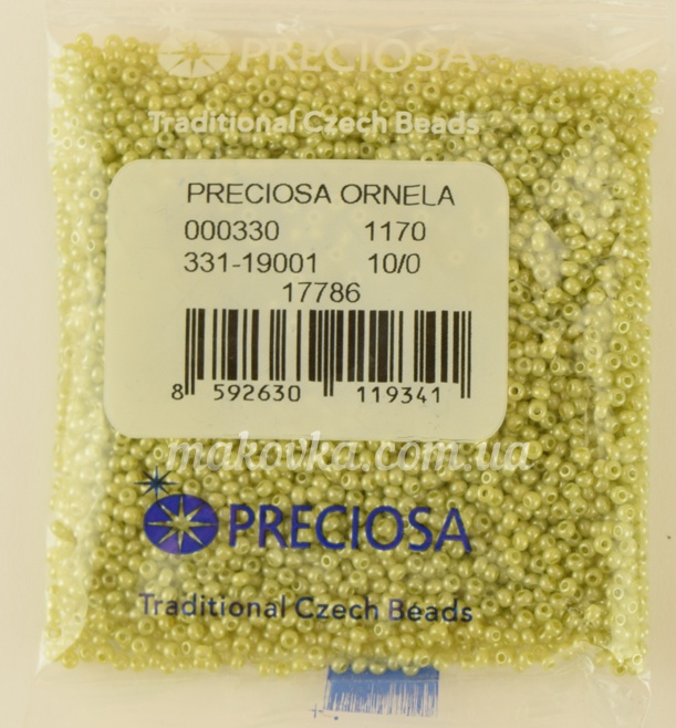 Чешский бісер Preciosa №10/0, круглый, цвет 17786 зеленый оливка 50 г