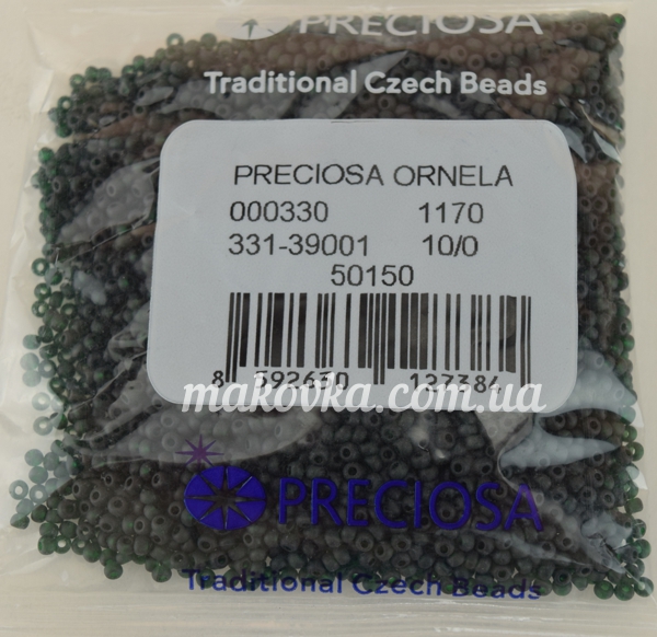 Бисер Preciosa матовый 50150 , №10, 331-39 темно-зеленый 50 г