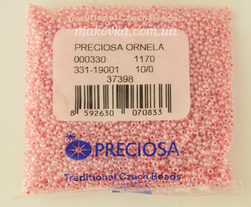 Чешский бисер Preciosa №10/0, круглый, цвет 37389 бледно-розовый
