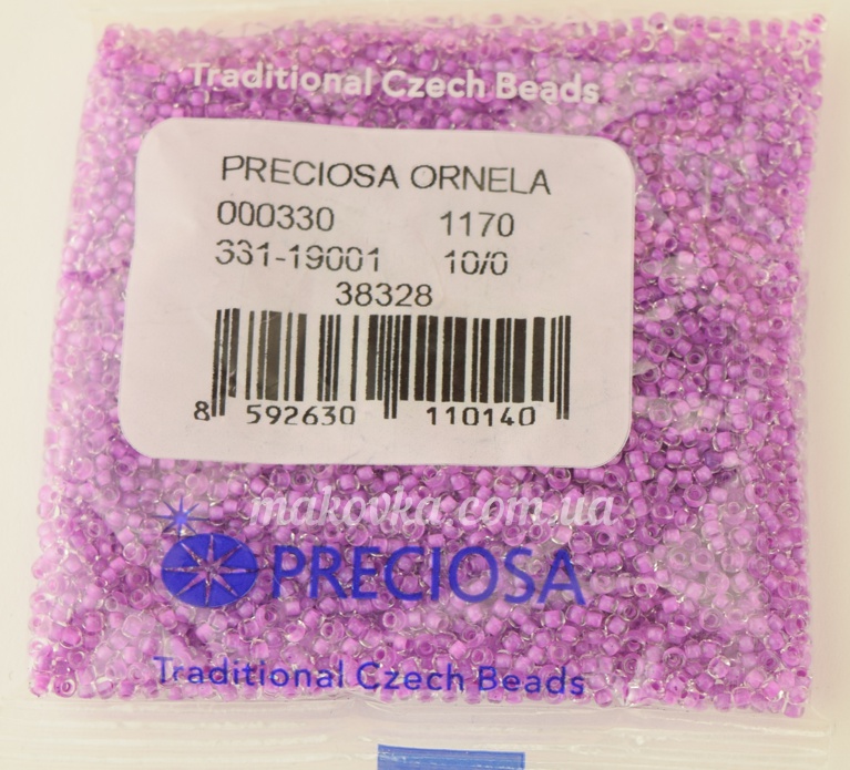 Чешский бісер Preciosa №10/0, круглый, цвет 38328 розово-сиреневый 50 г