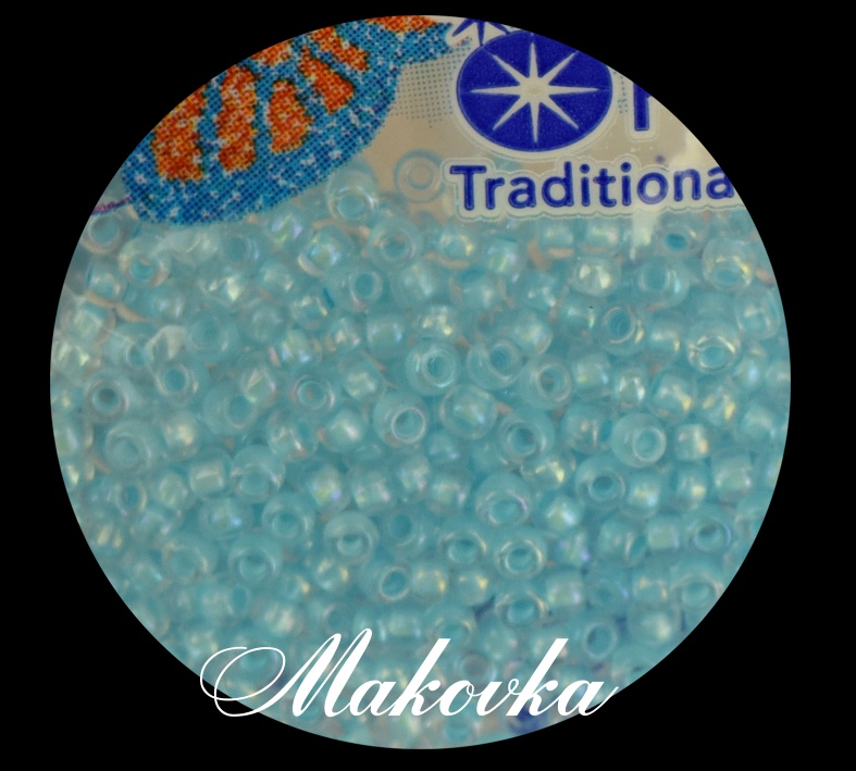 Бісер 5 гр Preciosa 58562 прозрачный с цветным прокрасом блест-й радужный, голубой
