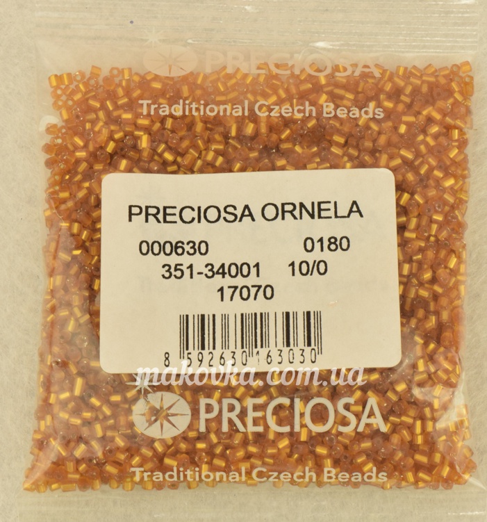 Бисер Preciosa рубчик 17070 №10, 351-34001 матовый желто-золотистый 50 г