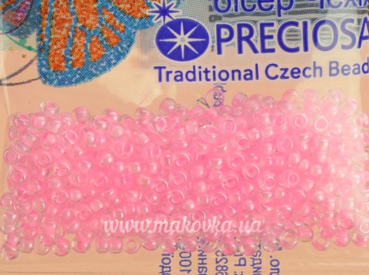 Бисер 5 гр Preciosa 38173 прозрачный окрашенный внутри, розовый