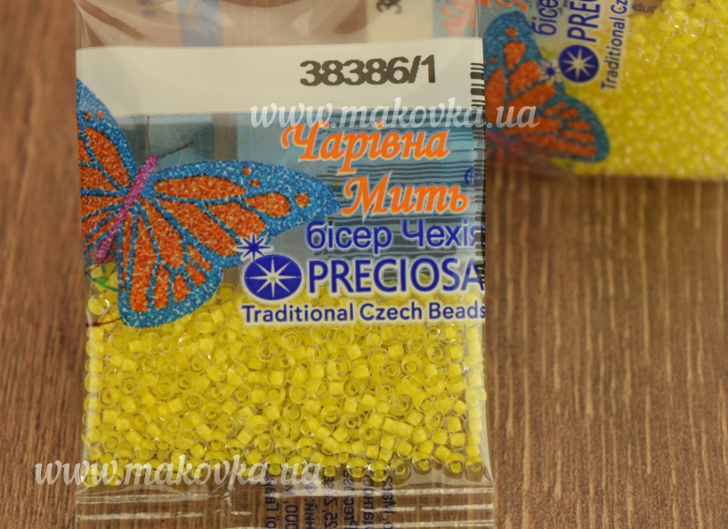 Бисер 5 гр Preciosa 38386-1 прозрачный окрашенный внутри, желтый