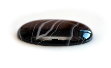 Кабошон из натурального Агата, овал 22х30 мм, кружевной черный