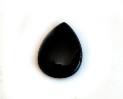 Кабошон из натурального Агата, Капля 18х25  мм, черный