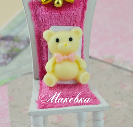 Кабошон Мишка  17х19 мм, желтый, 1 шт