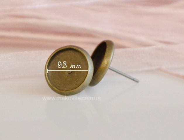 Швенза-гвоздик с базой под пластику 12 мм, антикварная бронза, 1 пара