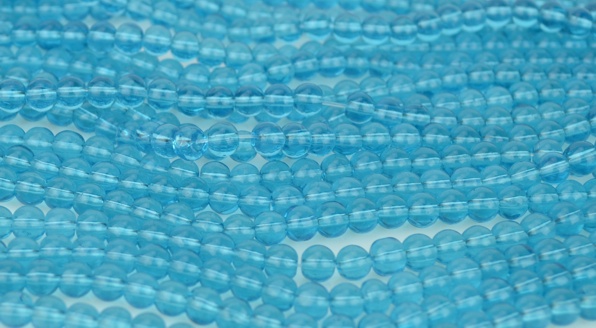 Стеклянные бусины в форме шара, 6 мм №6 карибский голубой, 1 низка