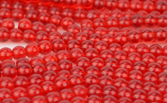 Стеклянные бусины в форме шара, 6 мм  №35 сиам (красные), 1 низка