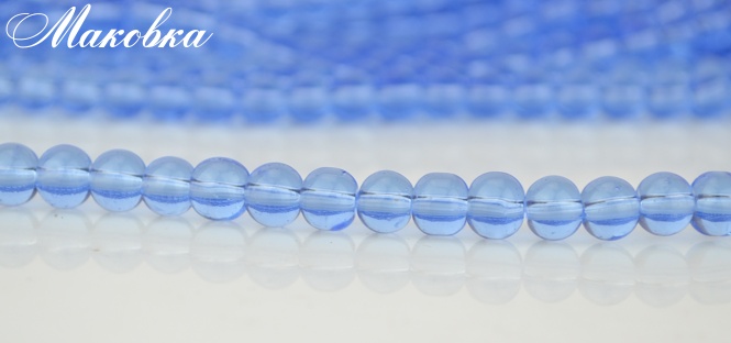 Стеклянные бусины в форме шара, 6 мм №09 светлый сапфир (голубые), 1 низка