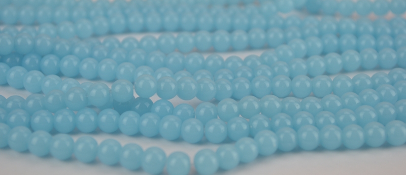 Стеклянные бусины в форме шара, 6 мм №12 голубые непрозрачные, 1 низка