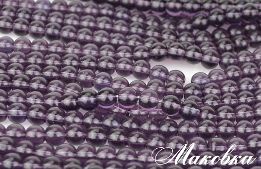 Стеклянные бусины в форме шара, 6 мм №17 фиолетовые, 1 низка