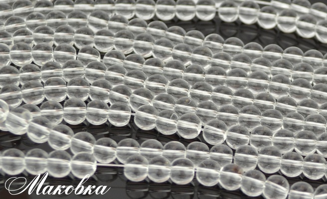 Стеклянные бусины в форме шара, 6 мм №32 прозрачные кристально-белые, 1 низка