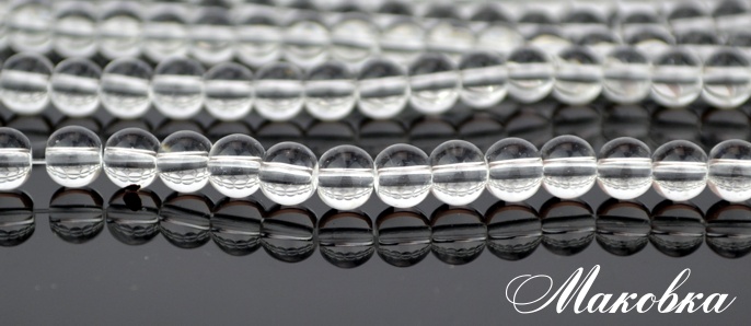 Стеклянные бусины в форме шара, 6 мм №32 прозрачные кристально-белые, 1 низка